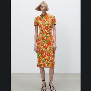 Zara NWT jacquard belt dress